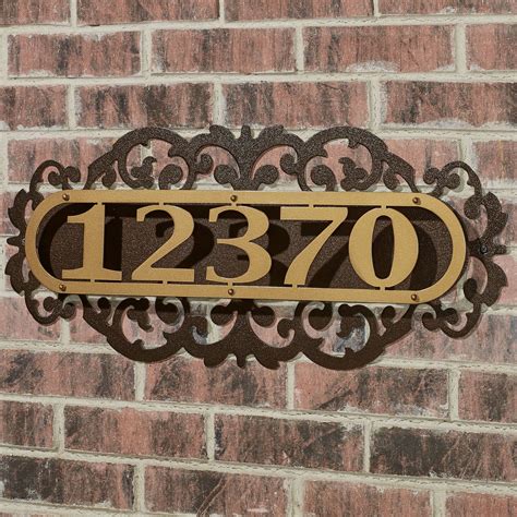 house number metal scroll|Personalized House Address Numbers Metal Sign .